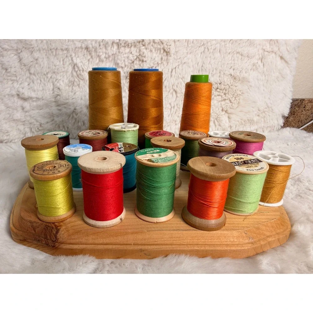 Vintage Wooden Spools Sewing Thread Lot Coats & Clarks American Large Cones 21pc